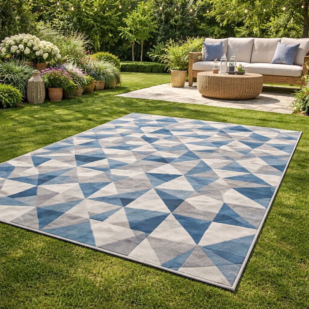 Multi Natural Hand Tufted Wool Rug Available in 5x7 6x8 7x9 and 8x9 Sizes Dining Room Bedroom Living Room  Hallway Geometric Design