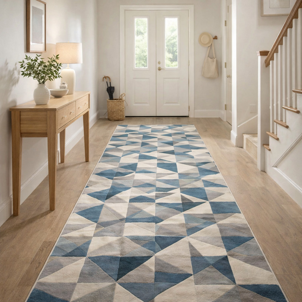 Multi Natural Hand Tufted Wool Rug Available in 5x7 6x8 7x9 and 8x9 Sizes Dining Room Bedroom Living Room  Hallway Geometric Design