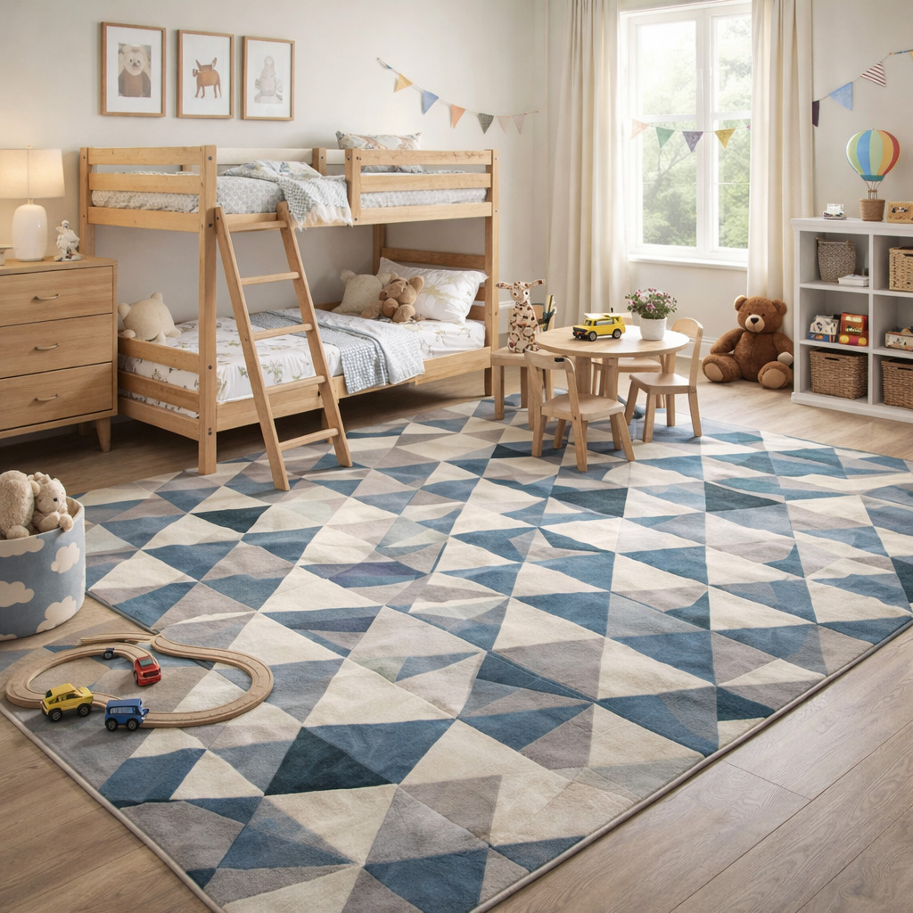 Multi Natural Hand Tufted Wool Rug Available in 5x7 6x8 7x9 and 8x9 Sizes Dining Room Bedroom Living Room  Hallway Geometric Design