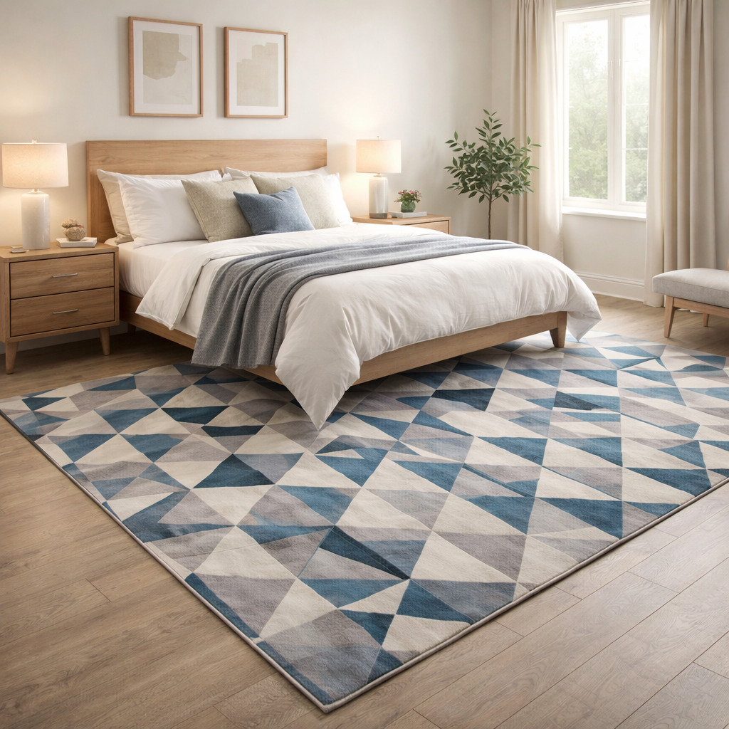 Multi Natural Hand Tufted Wool Rug Available in 5x7 6x8 7x9 and 8x9 Sizes Dining Room Bedroom Living Room  Hallway Geometric Design