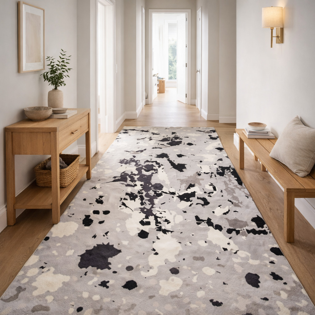 Hand Tufted Wool Rug Abstract Grey Perfect for Living Room Dining Room Bedroom Hallway Available in 5x8 6x8 6x10 9x12 Sizes