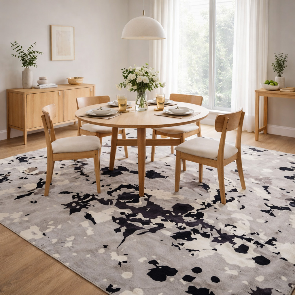 Hand Tufted Wool Rug Abstract Grey Perfect for Living Room Dining Room Bedroom Hallway Available in 5x8 6x8 6x10 9x12 Sizes