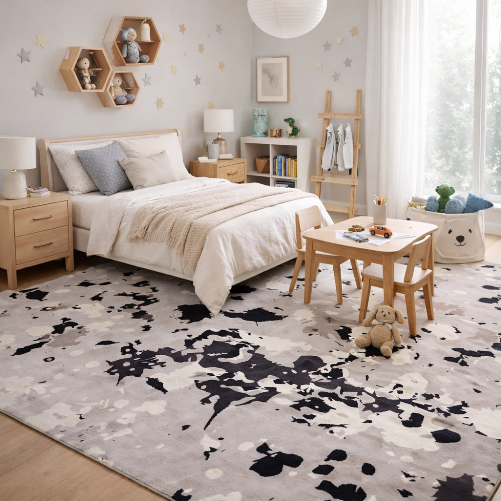 Image of Hand Tufted, Wool Rug, Abstract, Grey, Perfect for Living Room, Dining Room, Bedroom, Hallway, Available in 5x8, 6x8, 6x10, 9x12 Sizes