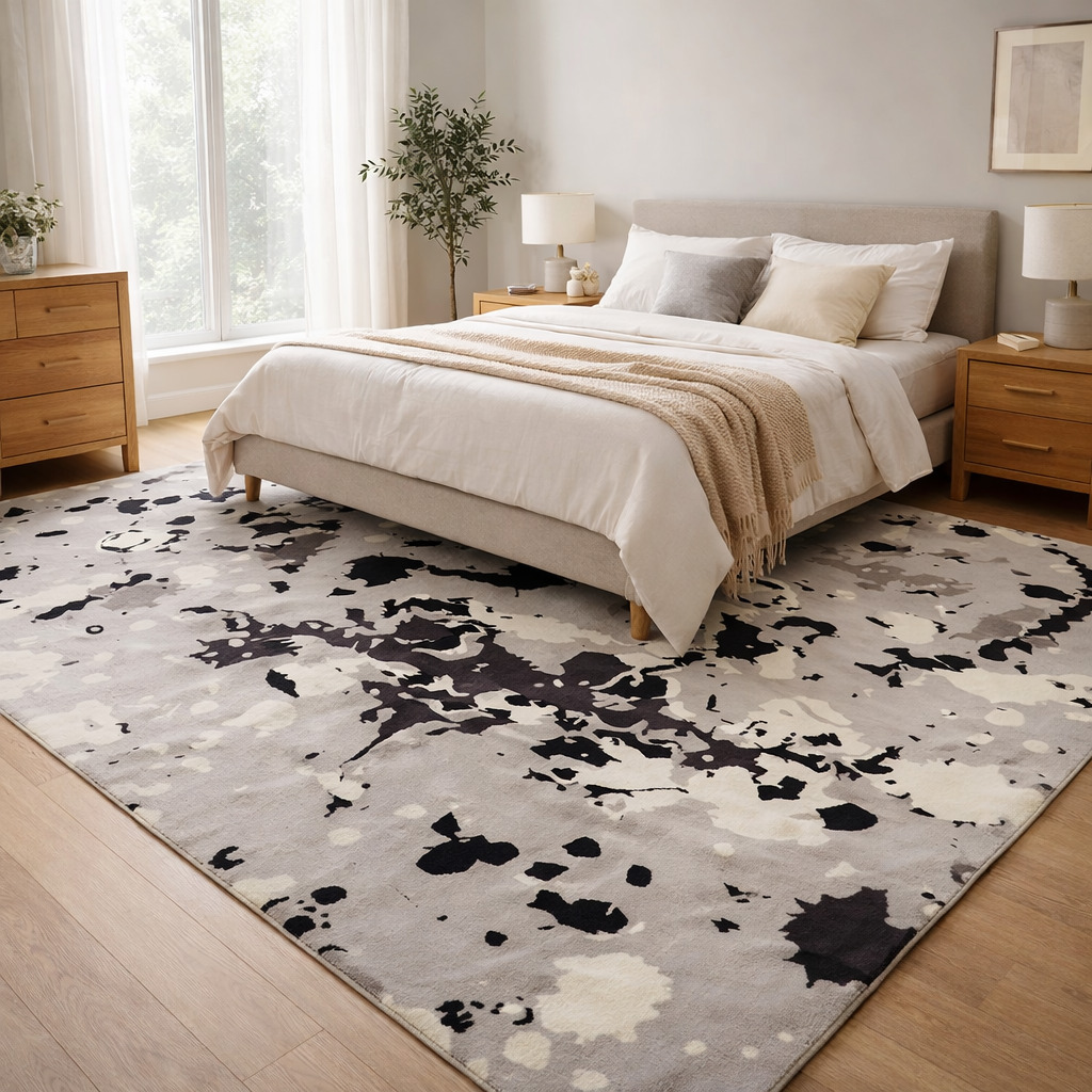 Hand Tufted Wool Rug Abstract Grey Perfect for Living Room Dining Room Bedroom Hallway Available in 5x8 6x8 6x10 9x12 Sizes