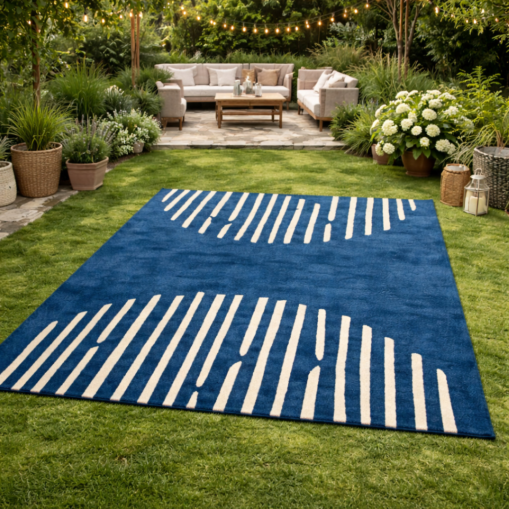 Tufted Carpet Rug Blue Wool Rectangle Bedroom Living Room Dining Room or Hallway Available in 6x8 7x10 8x11 9x12 Sizes