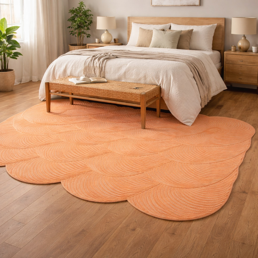 Hand Tufted Rectangle 5x5 6x6 7x7 9x9 11x1 Wool Area Rug Spiral Orange Dining Room Living Room Bedroom Hallway