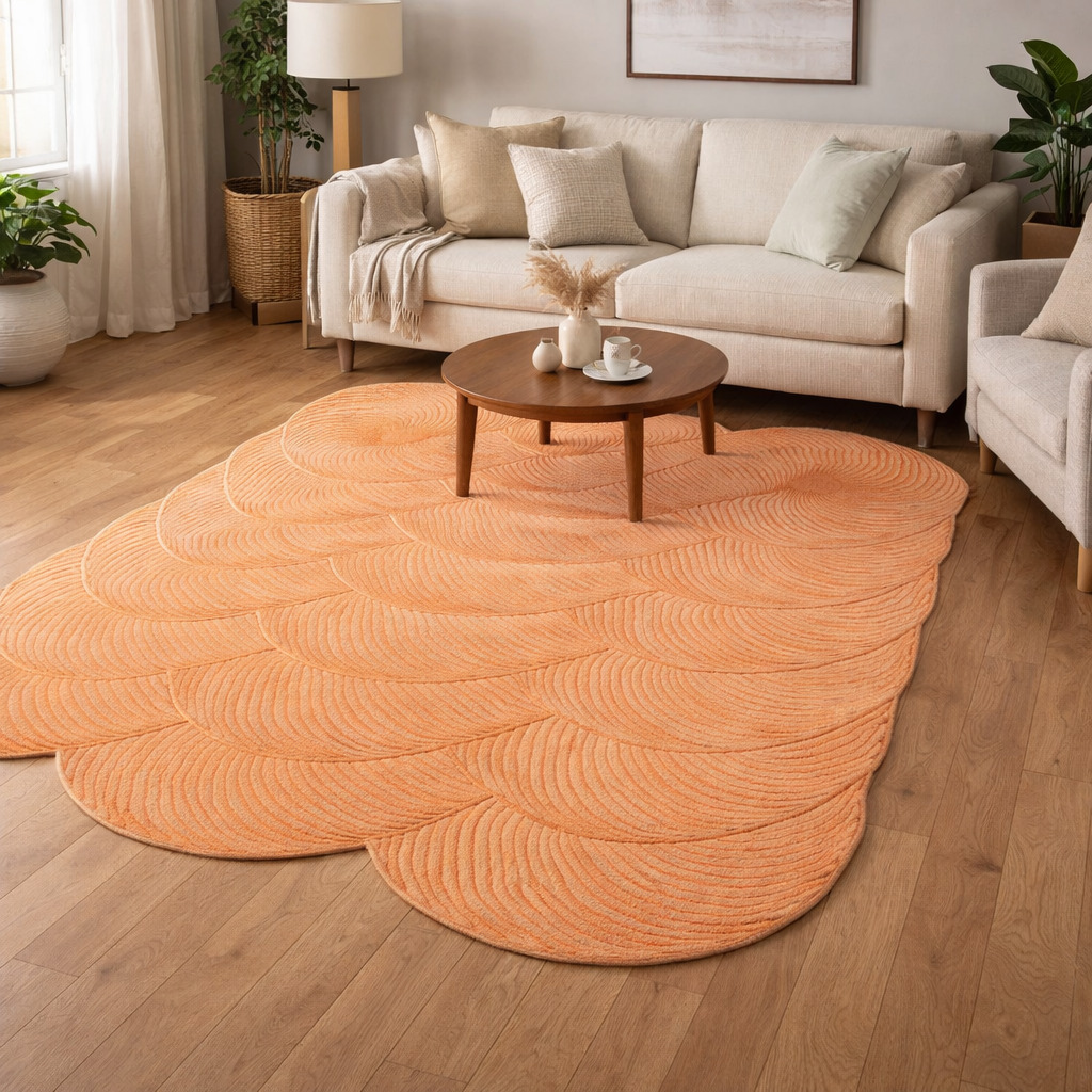 Hand Tufted Rectangle 5x5 6x6 7x7 9x9 11x1 Wool Area Rug Spiral Orange Dining Room Living Room Bedroom Hallway