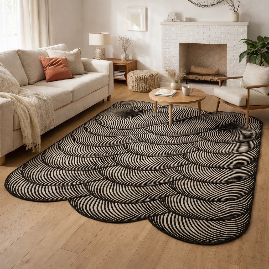 Hand Tufted Wool Rectangle Black Dining Room Living Room Bedroom Hallway 5x5 6x6 7x7 9x9 11x11