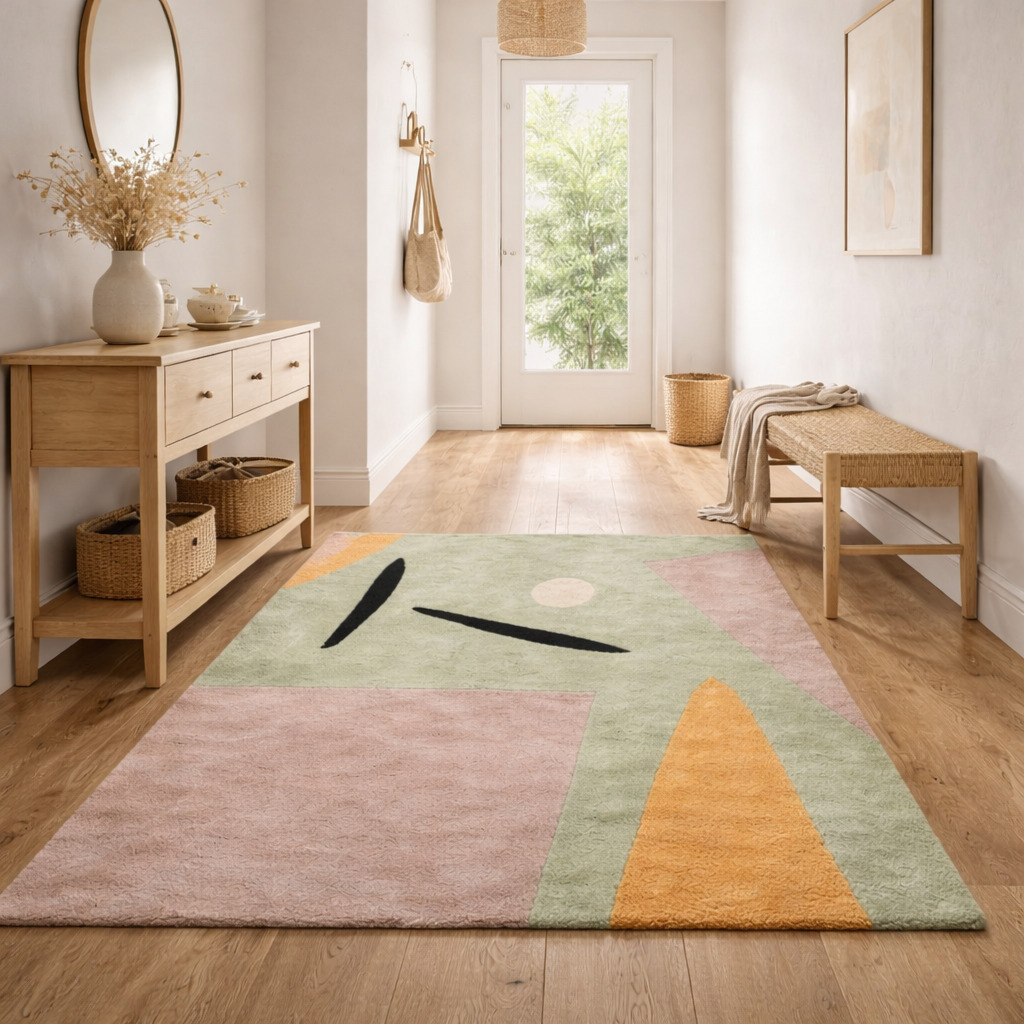 Hand-tufted Rugs  Light Green Rug for Bedroom and Living Space