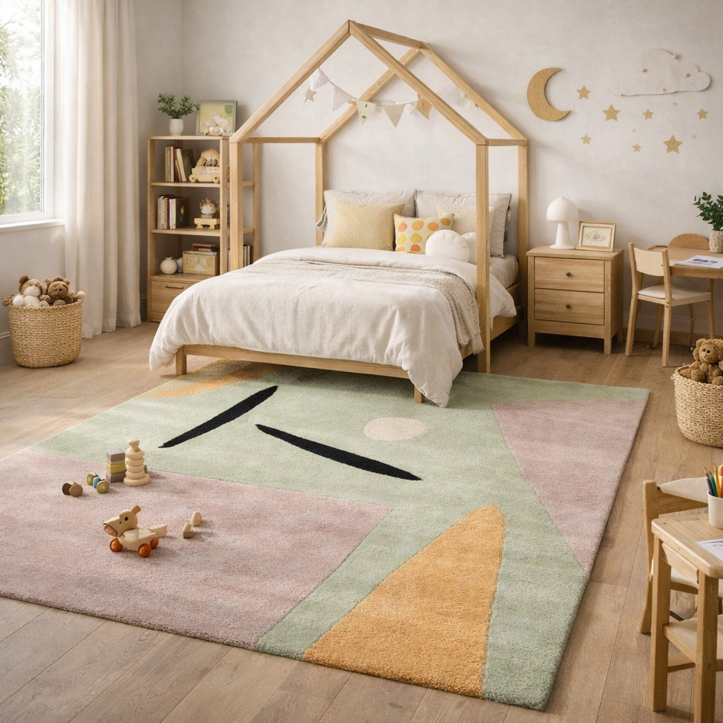 Hand-tufted Rugs  Light Green Rug for Bedroom and Living Space