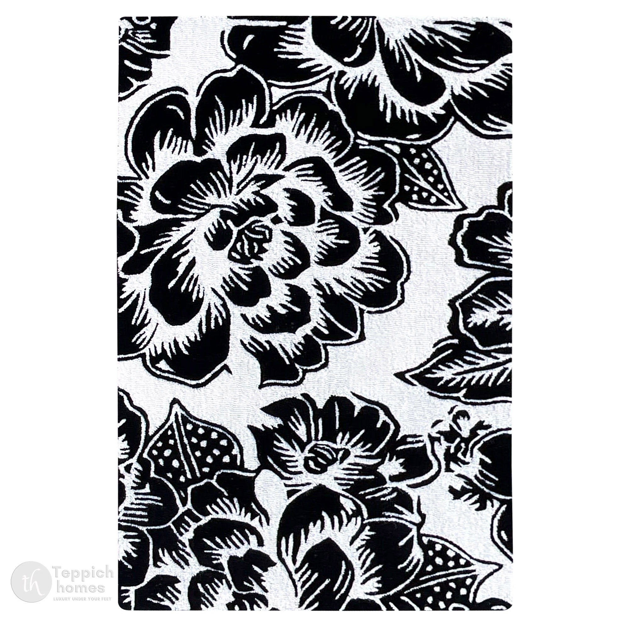 Tufted Seamless Tropical Floral Pattern Rug for Bedroom and Living Space