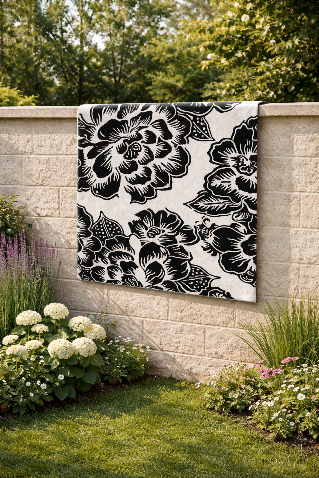 Tufted Seamless Tropical Floral Pattern Rug for Bedroom and Living Space