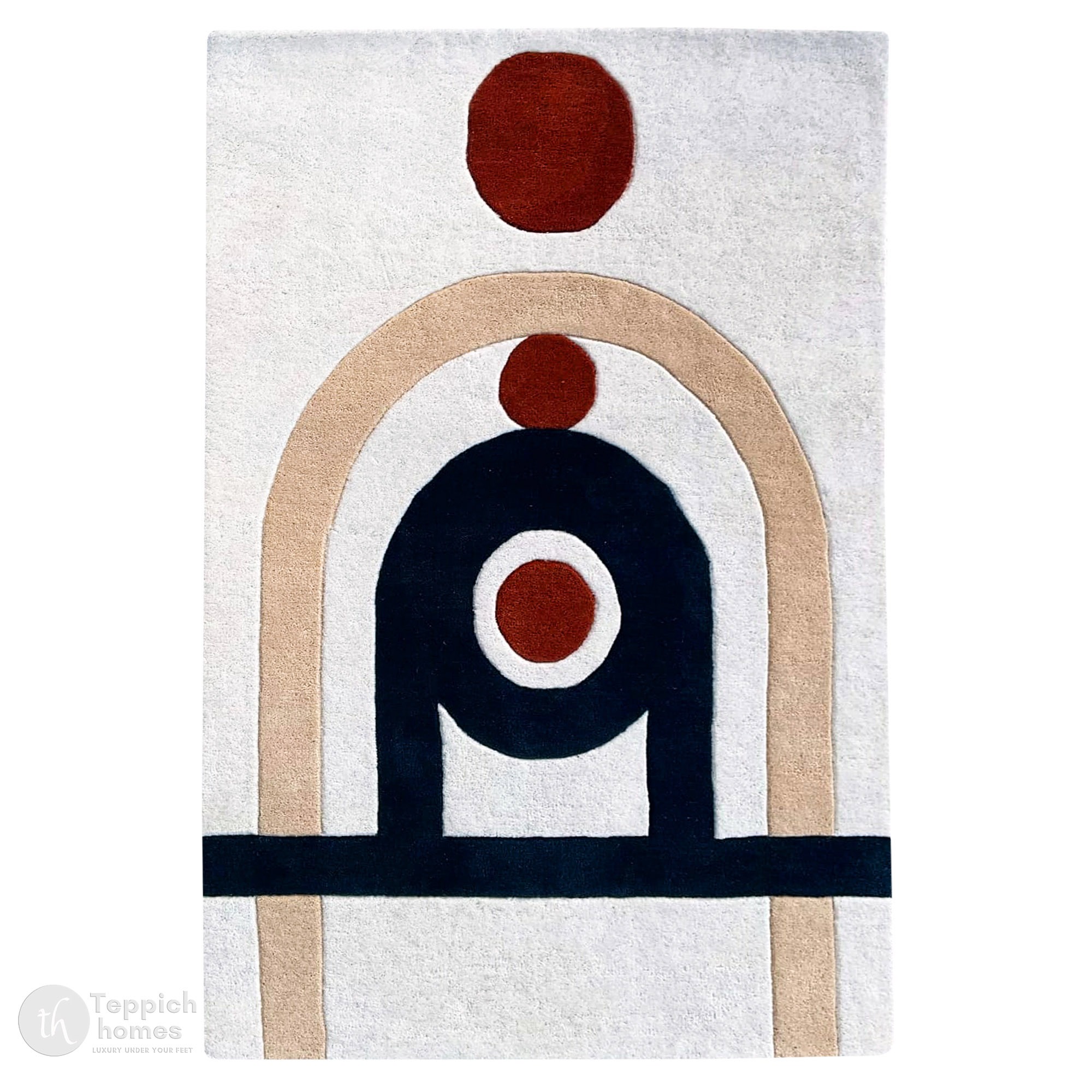 Tufted Cream Blue pattern Rug for Bedroom and Living Space