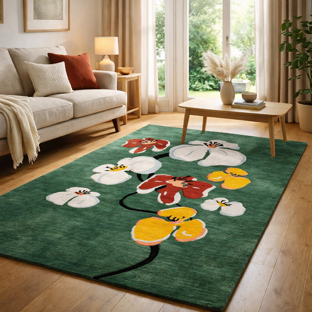 Tufted rugs  Green carpet  8x11 8x13 9x12 9x13  Hallway Living room  Area rugs  Floral carpets