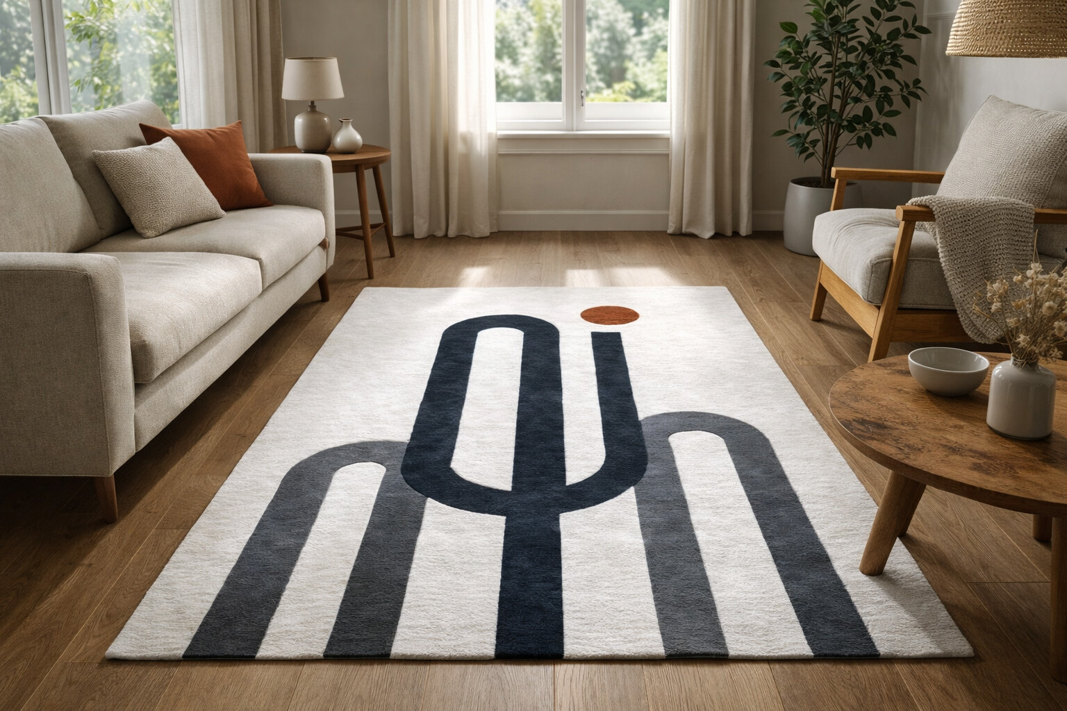 Area rugs 5x8  White wool  6x9 6x10 7x10 8x11  Bed Kids Living room  Tufted rug  Geometric carpet