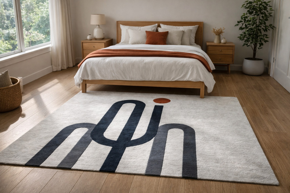 Image of Area rugs 5x8 | White wool | 6x9, 6x10, 7x10, 8x11 | Bed, Kids, Living, room | Tufted rug | Geometric carpet