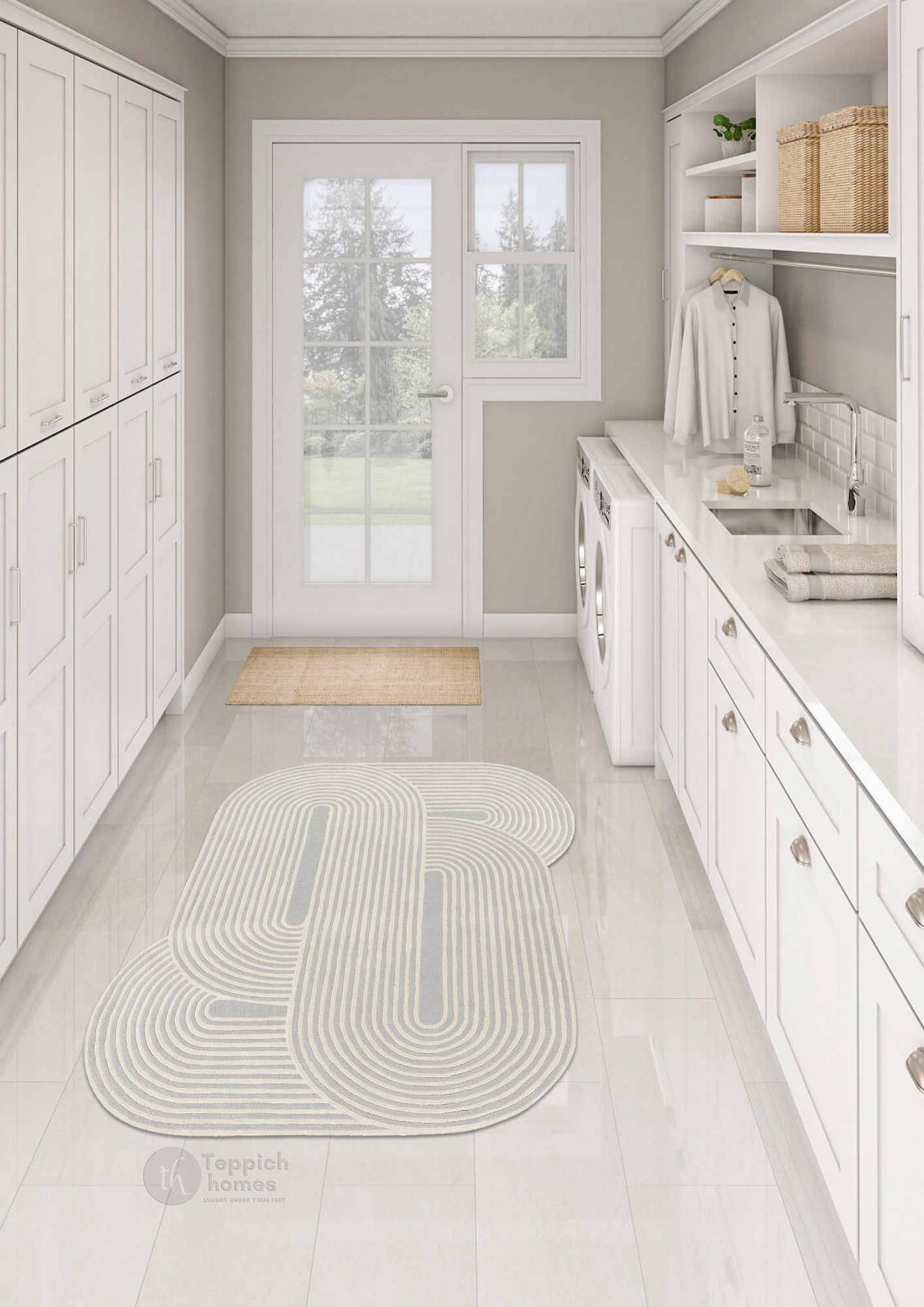 Modern handmade rugs  Geometric carpet  Area rug 6x8  Tufted carpets  Cream and Grey color  Bedroom Hallway