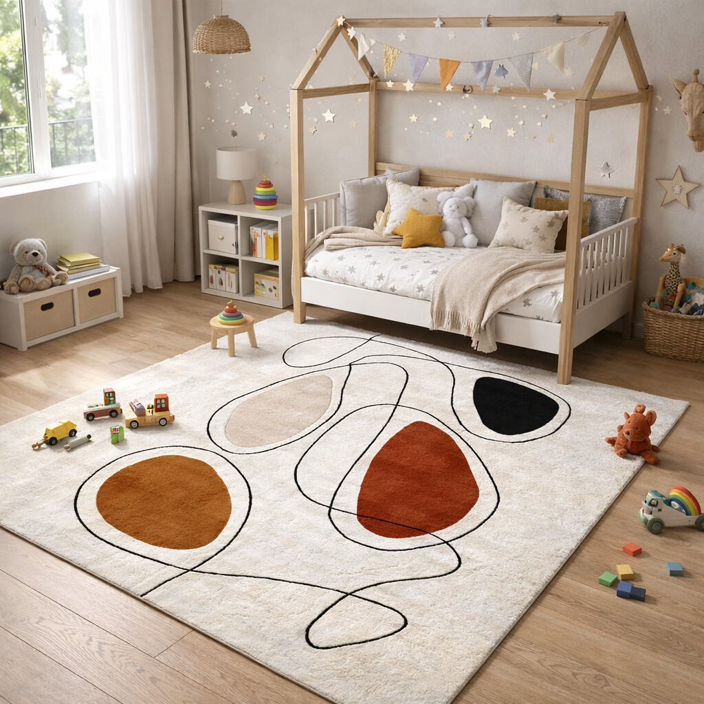 Contemporary Artistic Rug with Organic Shapes