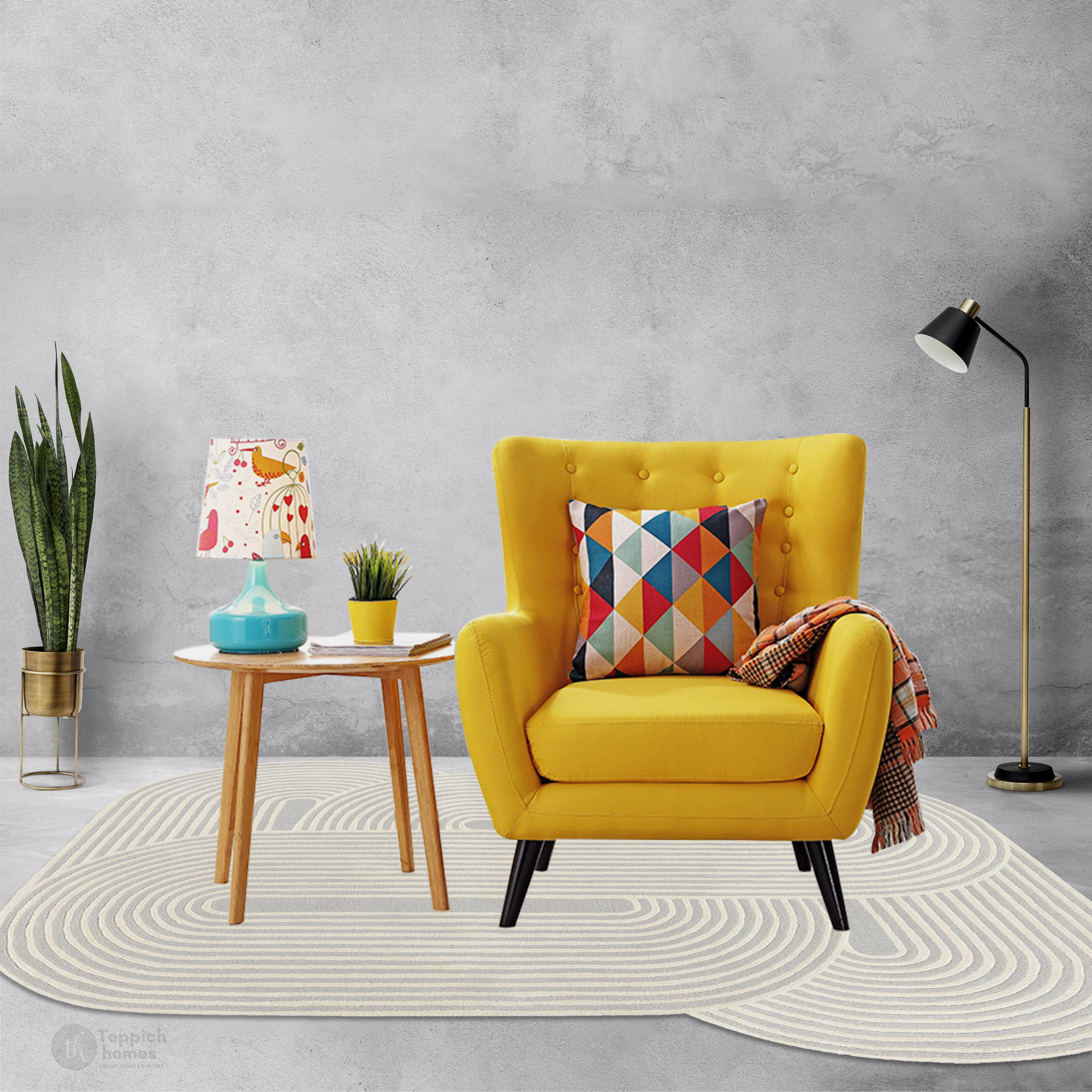 Modern handmade rugs  Geometric carpet  Area rug 6x8  Tufted carpets  Cream and Grey color  Bedroom Hallway