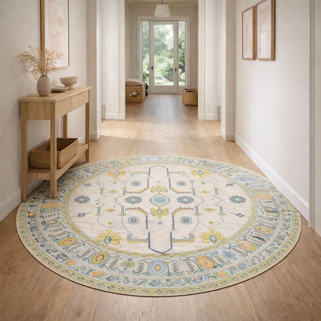 Knotted carpet Wool area rugs 12x12 13x13 14x14 Handmade carpets Geometric area rug Round shape