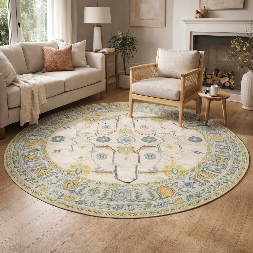 Knotted carpet Wool area rugs 12x12 13x13 14x14 Handmade carpets Geometric area rug Round shape