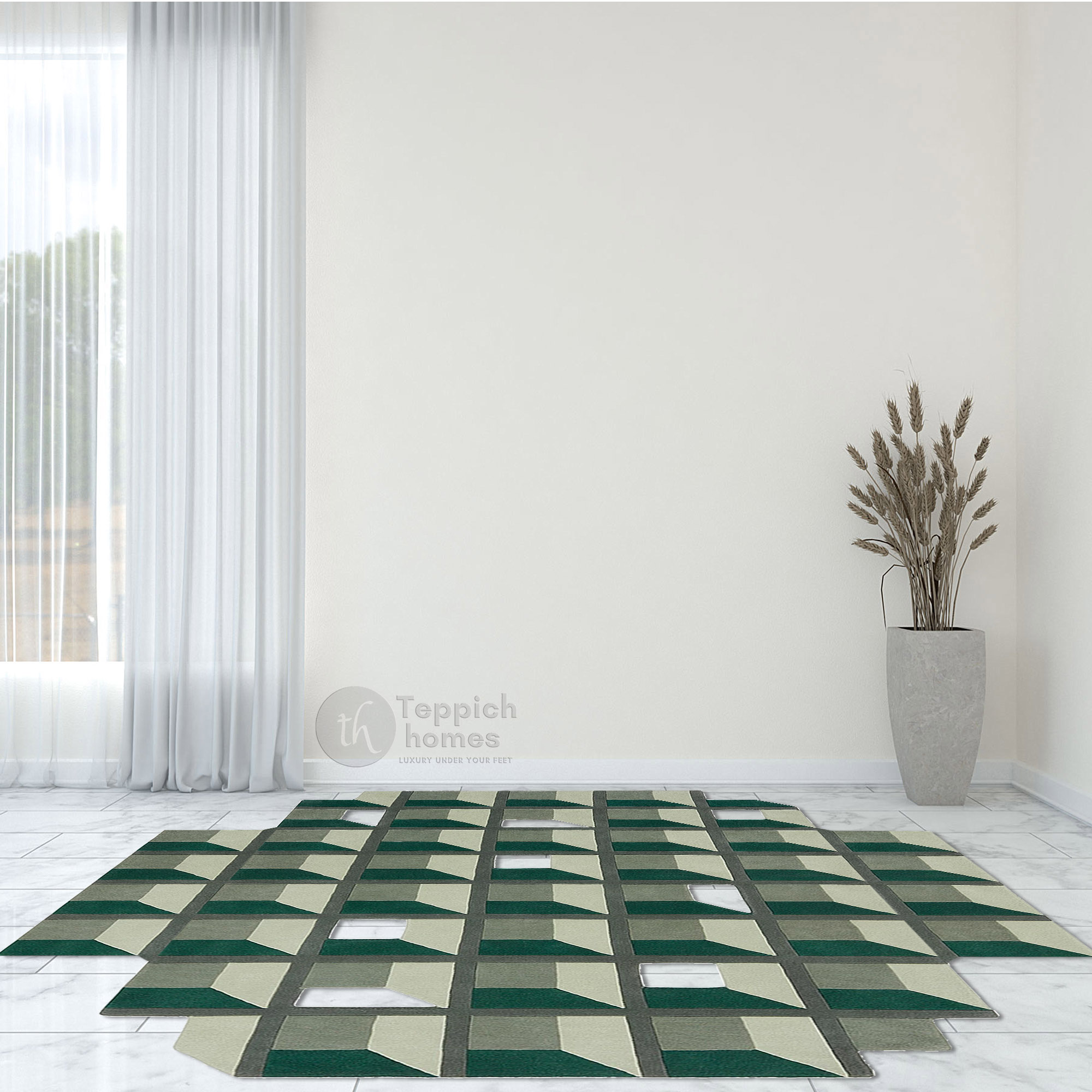 Handmade Tufted 3d Cube Tessellation Rug for Bedroom and Living Space