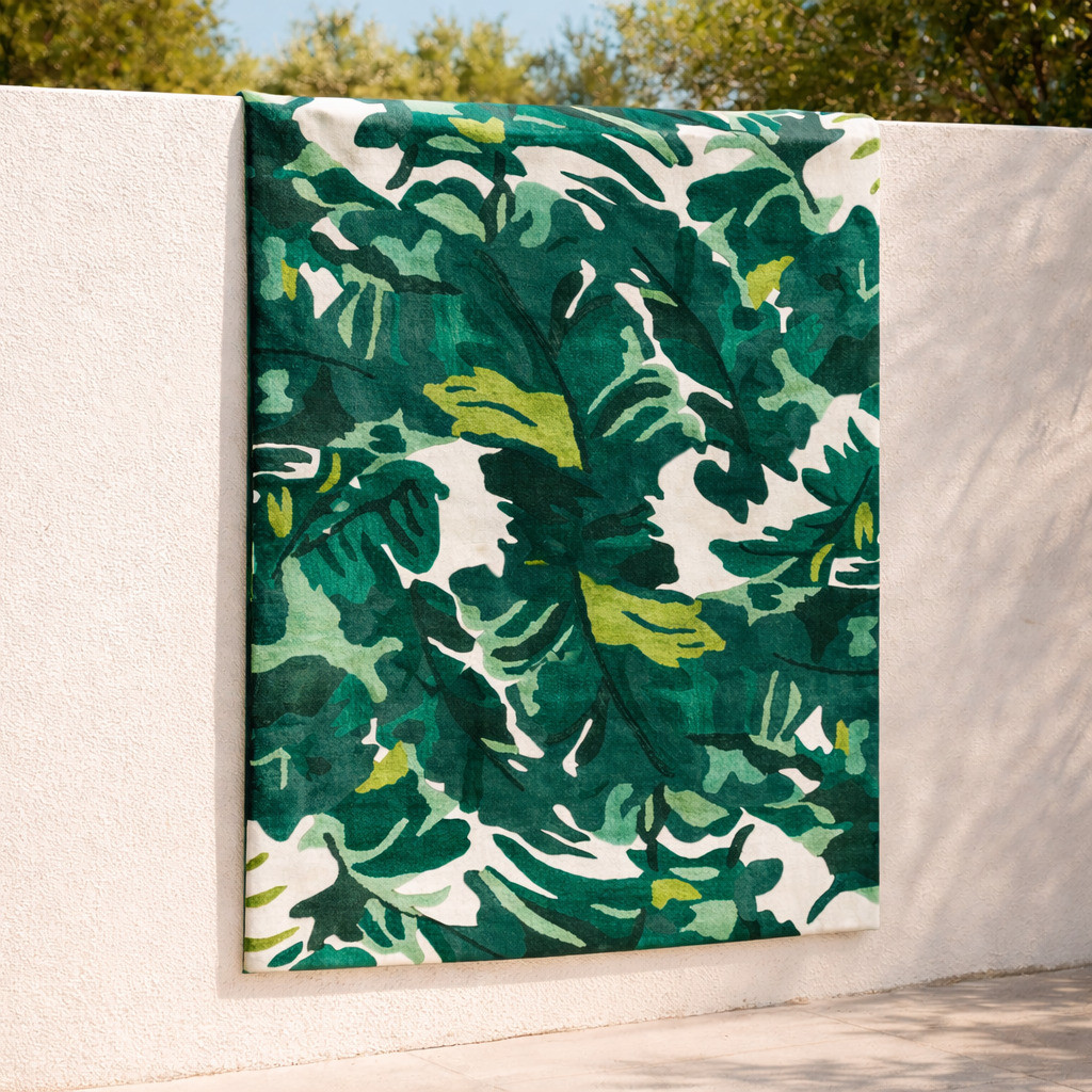 Palm Jungle Green Tropical Tufted Rug for Living and Cozy Room