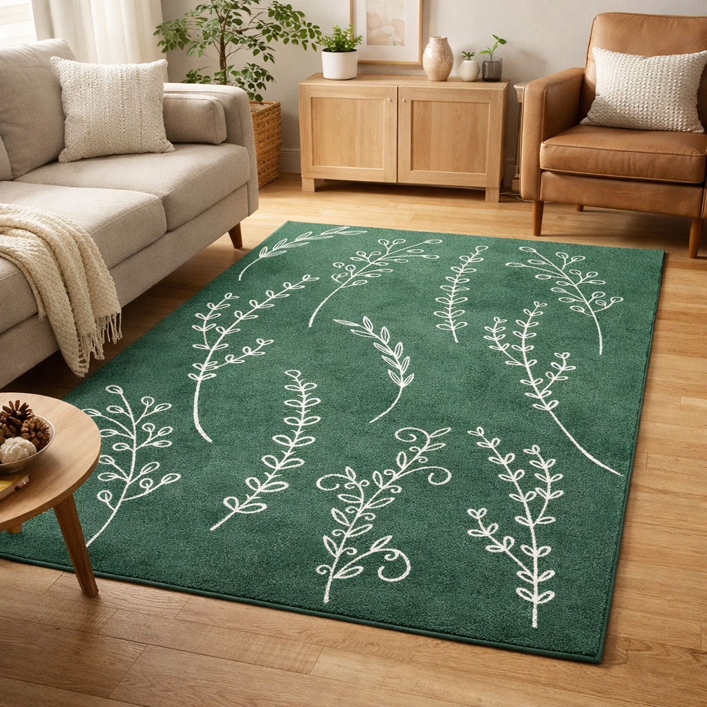 Living room carpet  Leaf patterned  Area rugs 7x10  6x10 6x9 6x8 5x8  Wool carpet  Green color  Hand Tufted