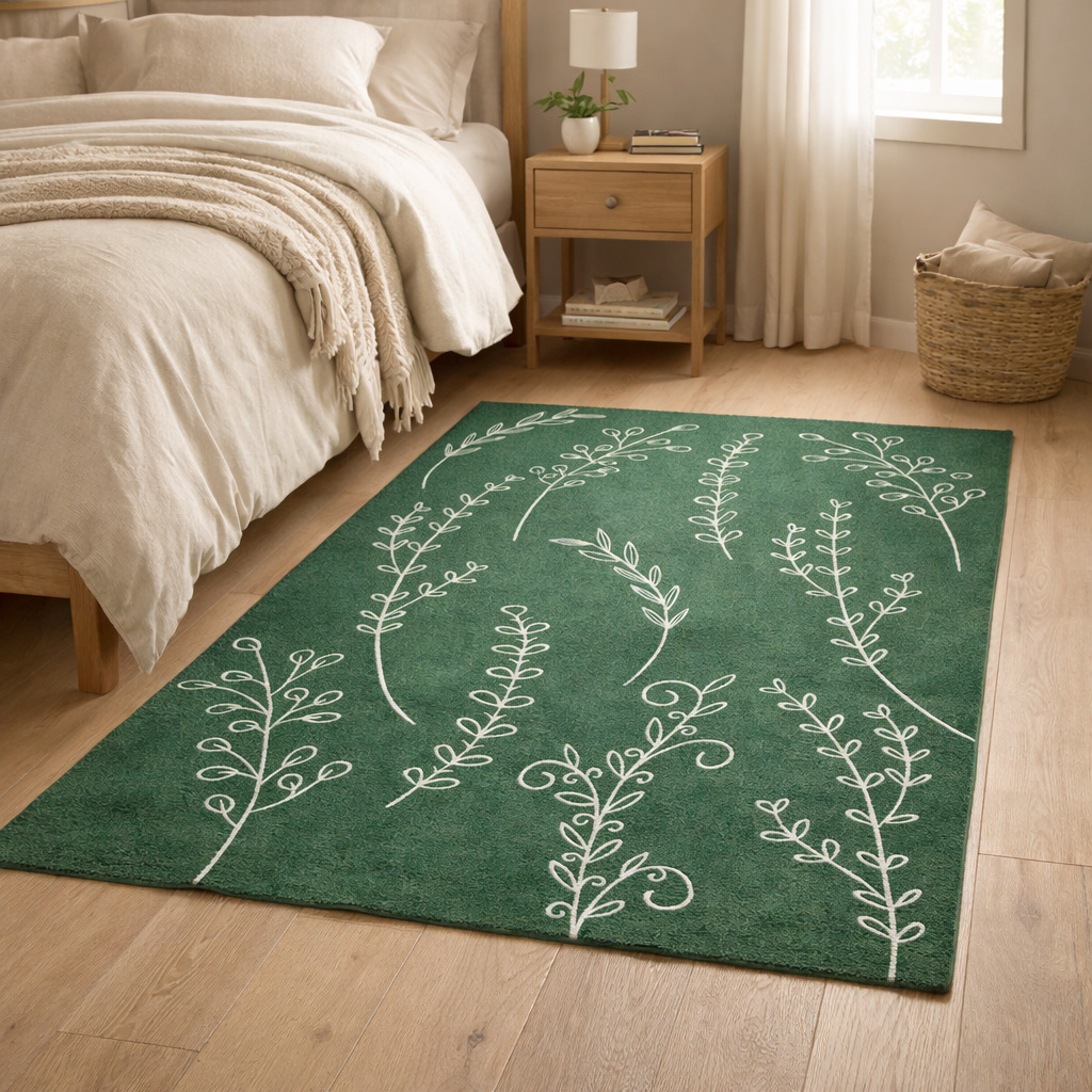 Living room carpet  Leaf patterned  Area rugs 7x10  6x10 6x9 6x8 5x8  Wool carpet  Green color  Hand Tufted