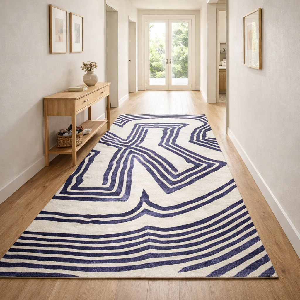 Modern Wool Rug Tufted Natural Ivory  Blue Dining Room Living Room Bedroom Hallway 6x9 7x10 8x11 9x10