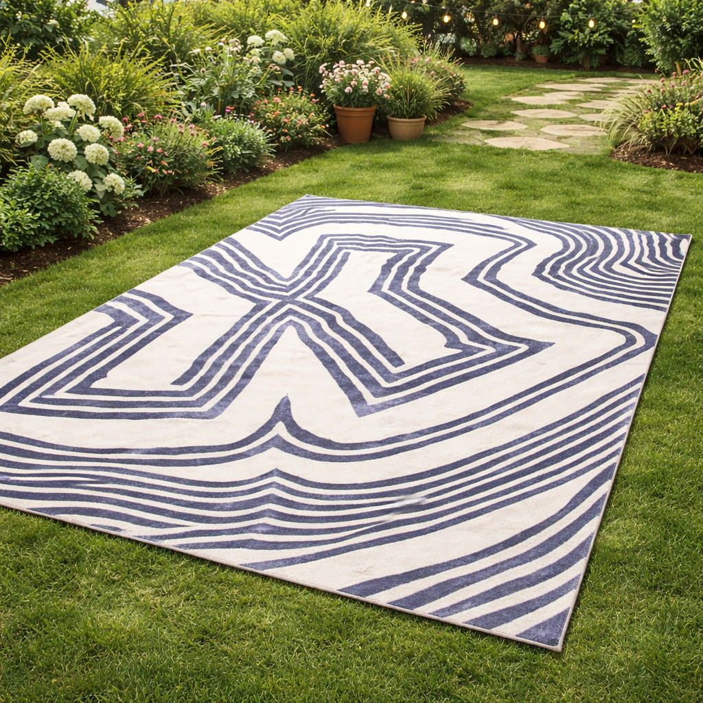 Modern Wool Rug Tufted Natural Ivory  Blue Dining Room Living Room Bedroom Hallway 6x9 7x10 8x11 9x10