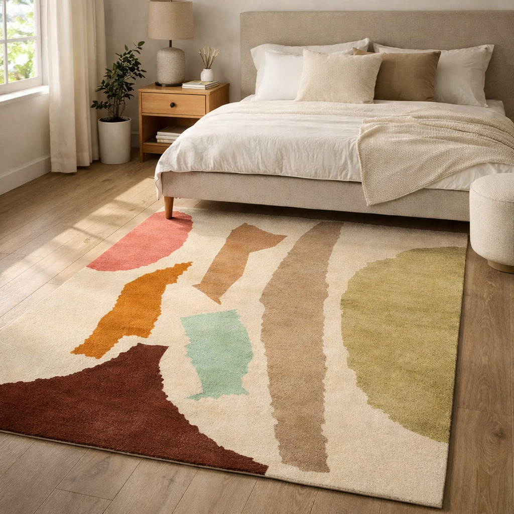 Hand Tufted Natural Multicolor Wool Rug Contemporary Style Dining Rooms Bedrooms Living Room 5x7 6x9 8x9 9x11 Rectangular