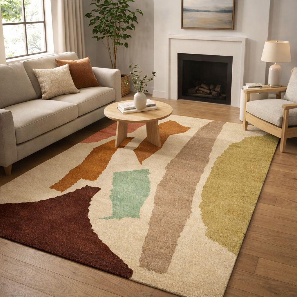 Hand Tufted Natural Multicolor Wool Rug Contemporary Style Dining Rooms Bedrooms Living Room 5x7 6x9 8x9 9x11 Rectangular