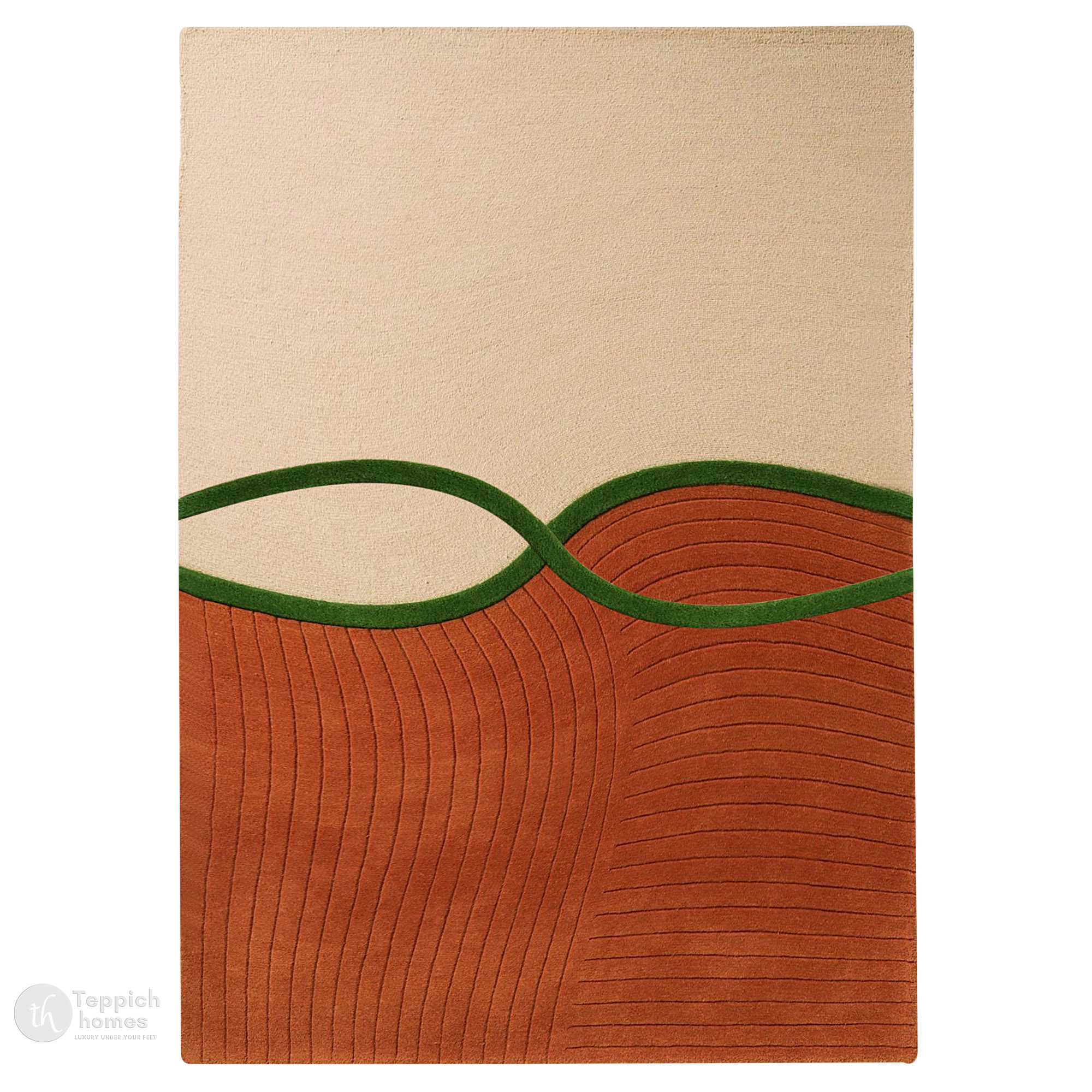 Multicolor Tufted Striped Wool Rug 5x7 6x9 8x11  9x12 Living Room Dining Room Hallway  Bedroom Beige  Brown Rectangular Carpet