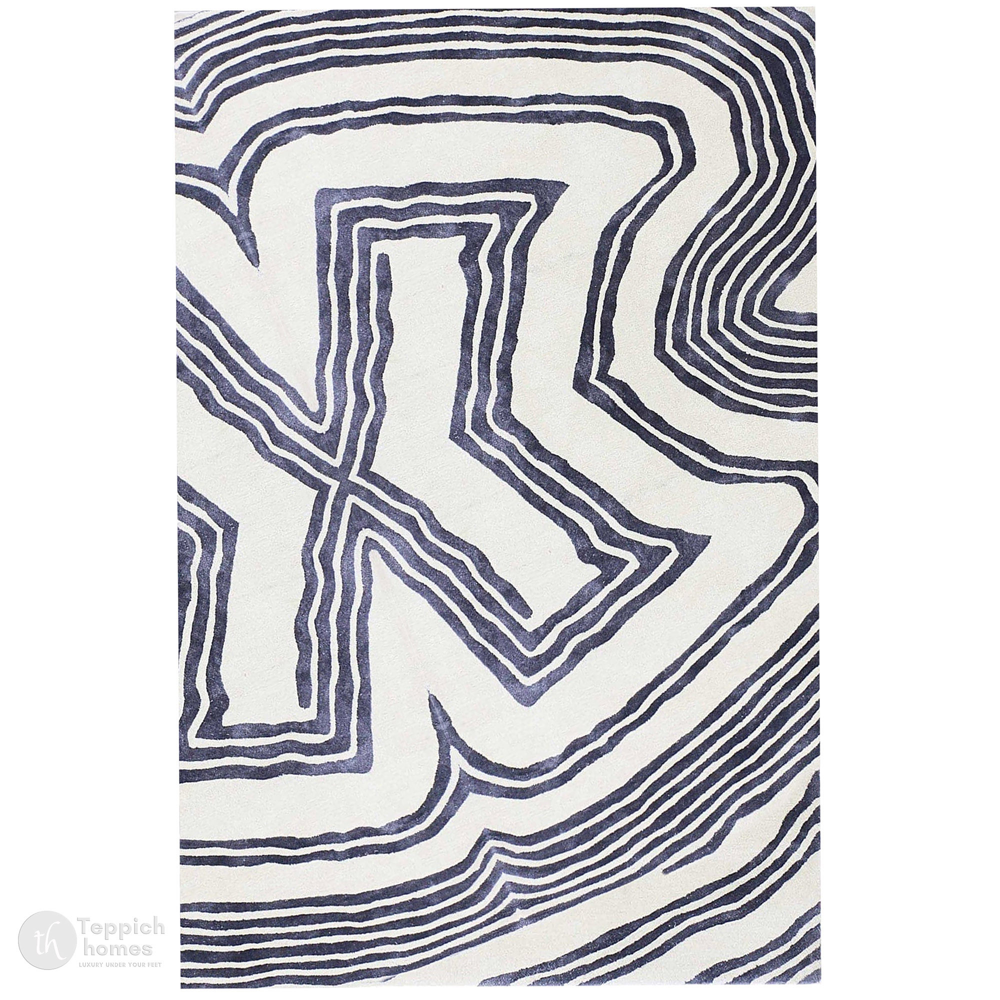 Modern Wool Rug Tufted Natural Ivory  Blue Dining Room Living Room Bedroom Hallway 6x9 7x10 8x11 9x10