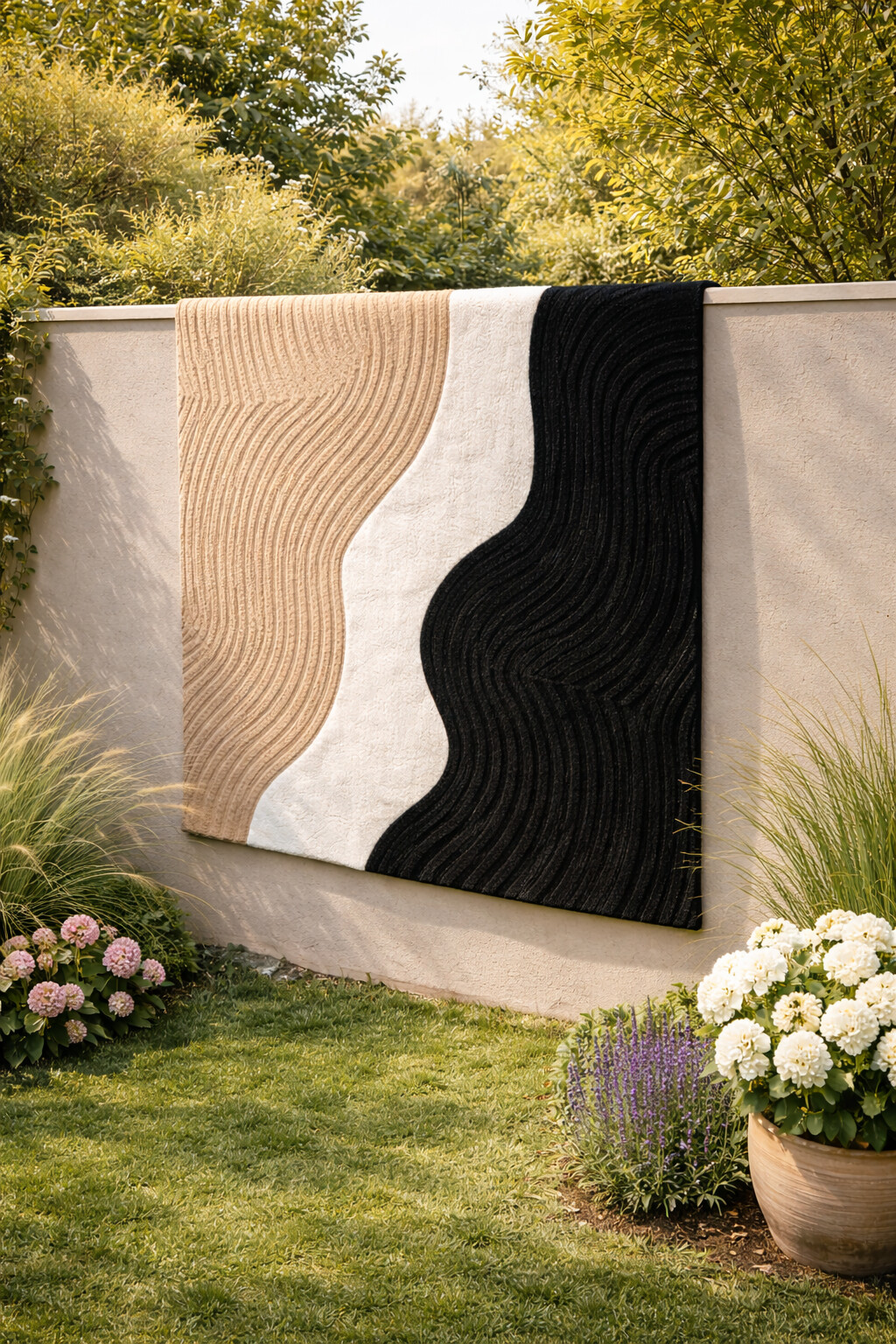 Textured Abstract Rug with Curved Patterns