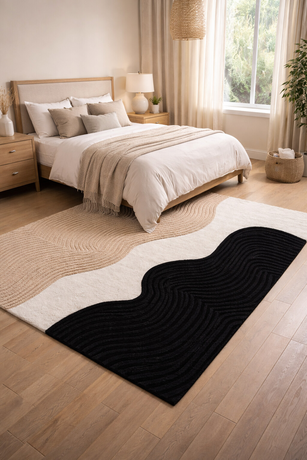 Textured Abstract Rug with Curved Patterns