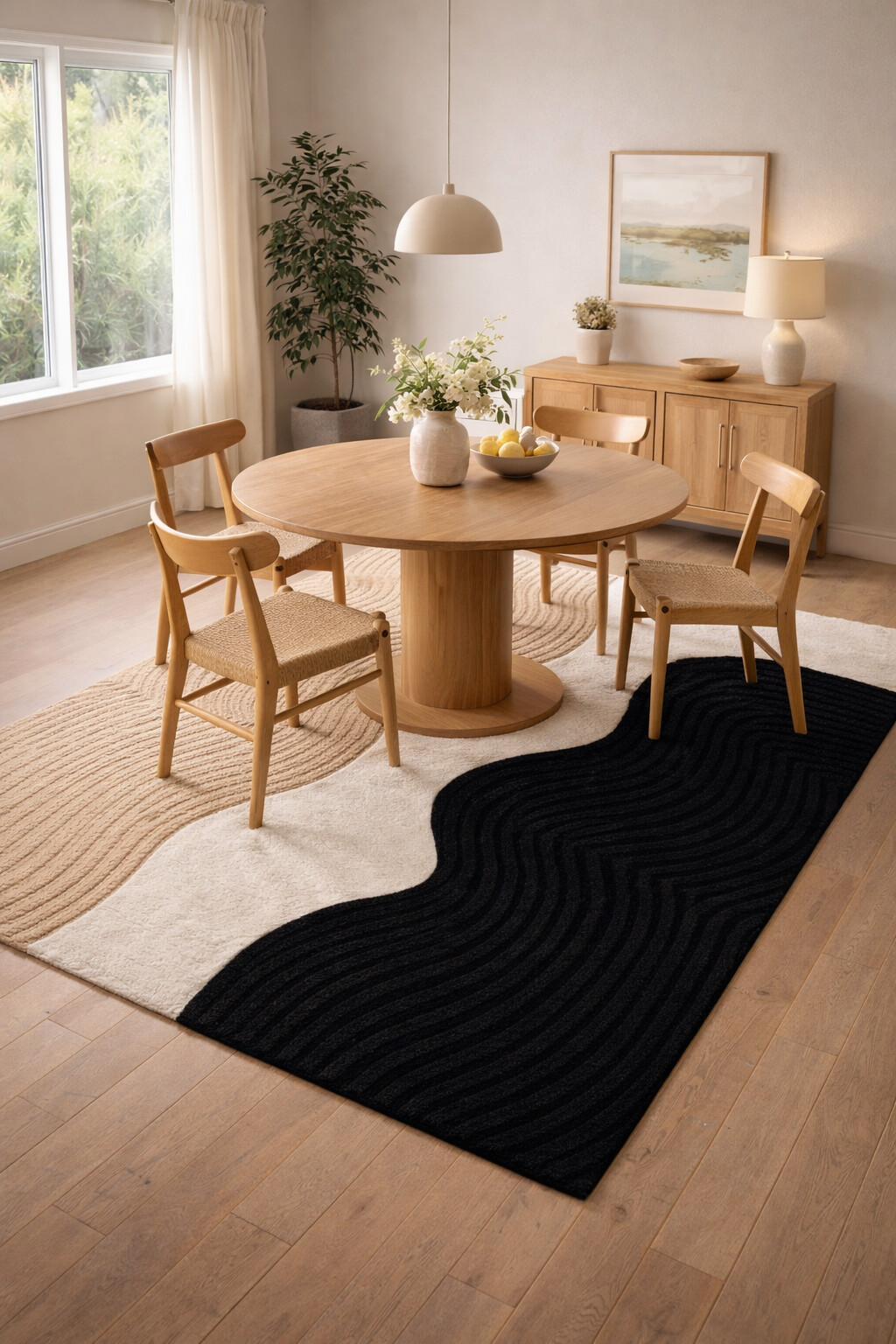 Textured Abstract Rug with Curved Patterns