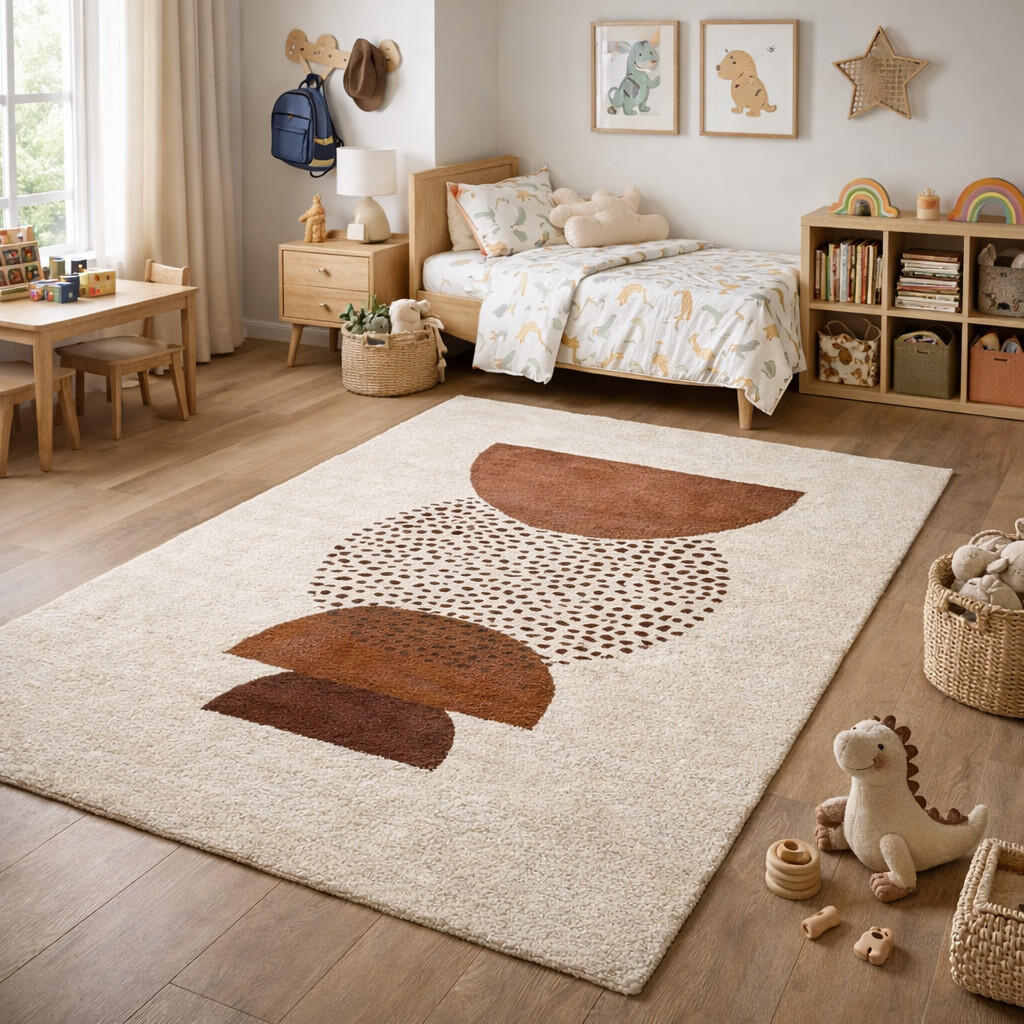 Modern Abstract Rug with Stacked Shapes