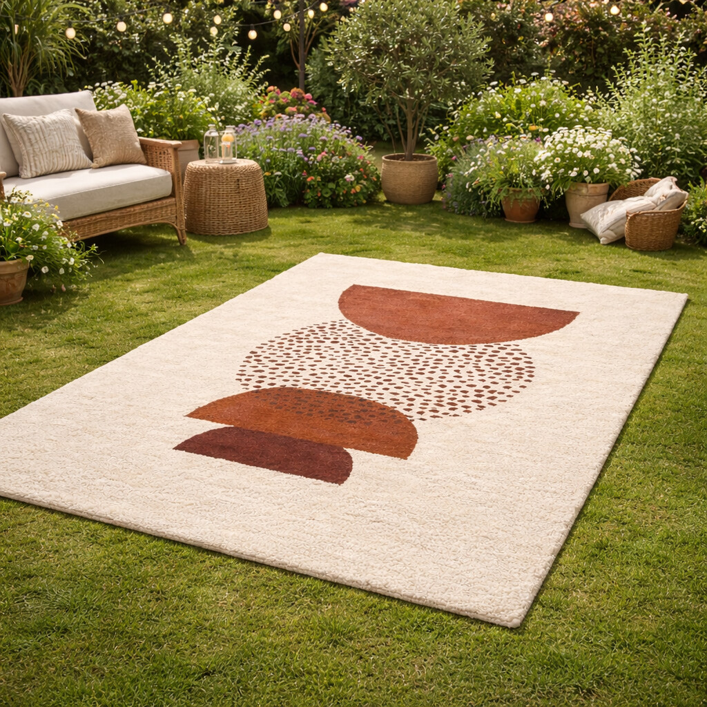 Modern Abstract Rug with Stacked Shapes