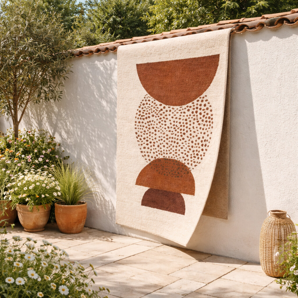 Modern Abstract Rug with Stacked Shapes