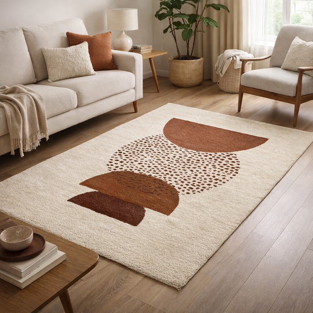 Modern Abstract Rug with Stacked Shapes