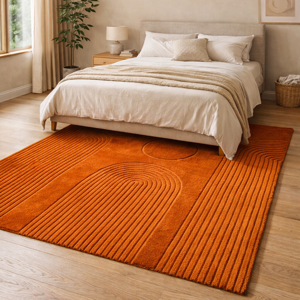 Textured Burnt Orange Area Rug