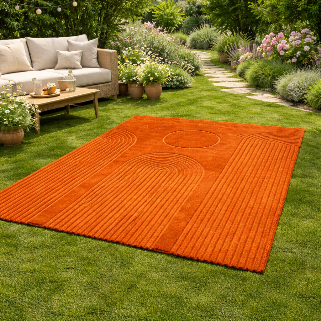 Textured Burnt Orange Area Rug