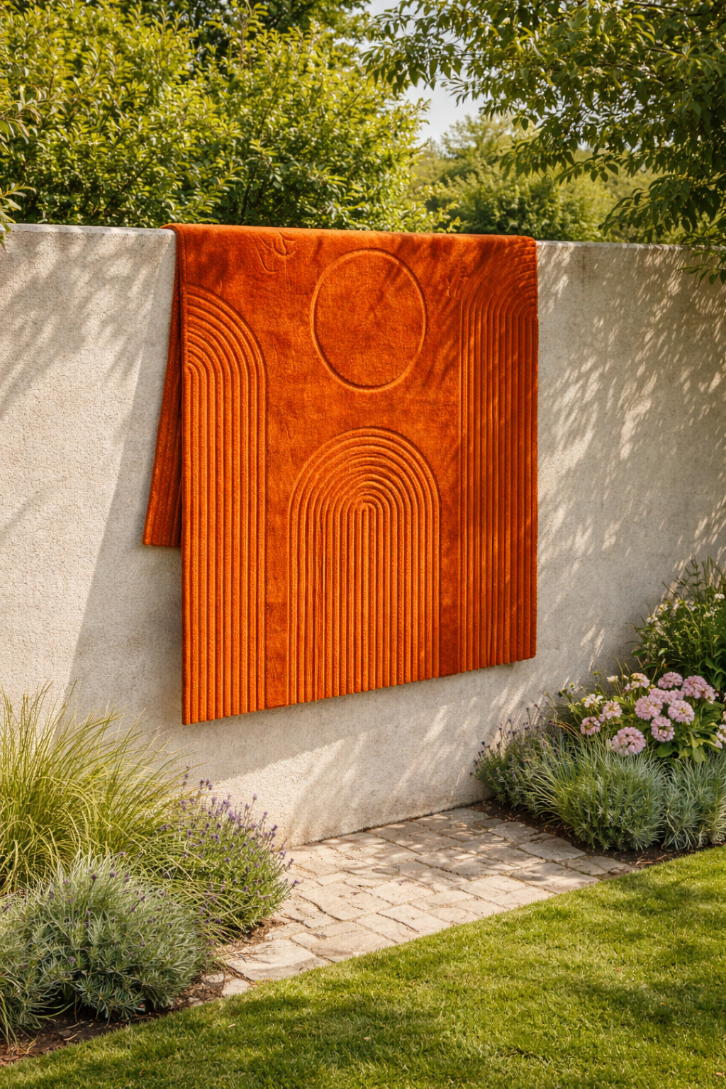 Textured Burnt Orange Area Rug