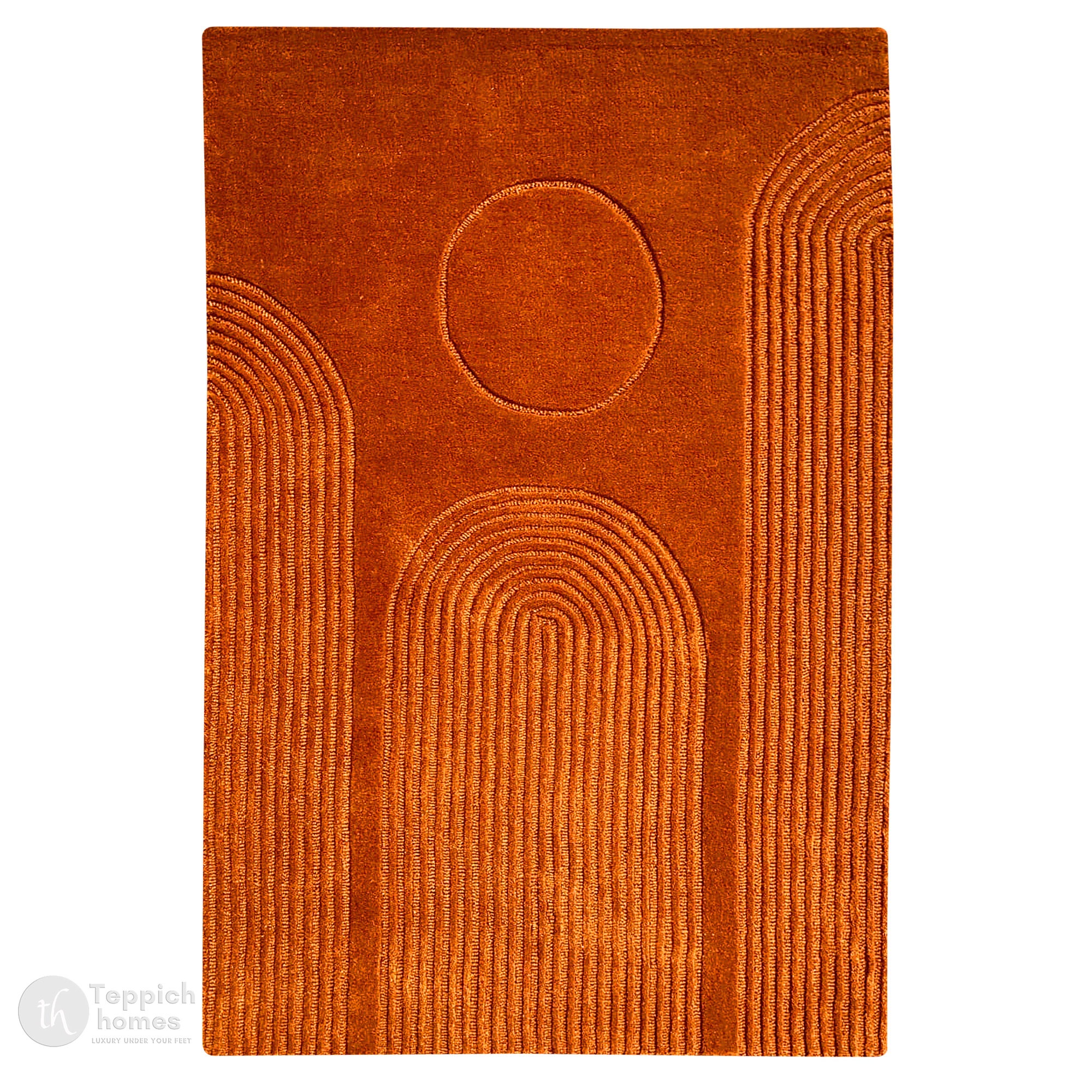 Textured Burnt Orange Area Rug