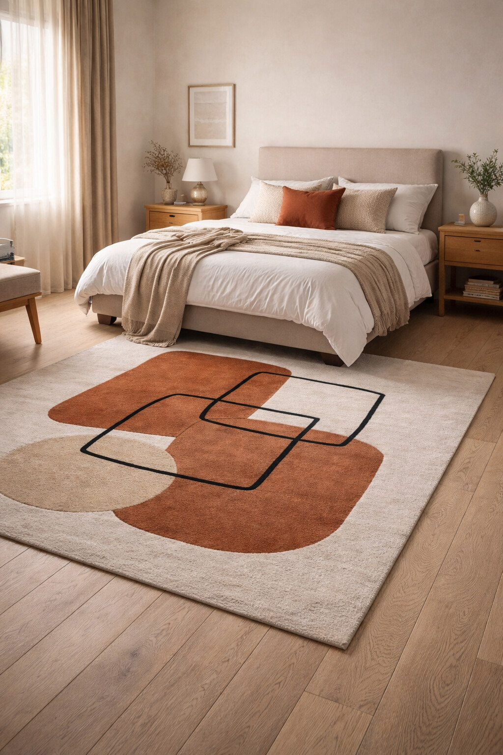 Tufted rugs  White and Brown color  6x10 7x10 8x11 9x13  Bedroom Living room  Area rug  Wool carpet