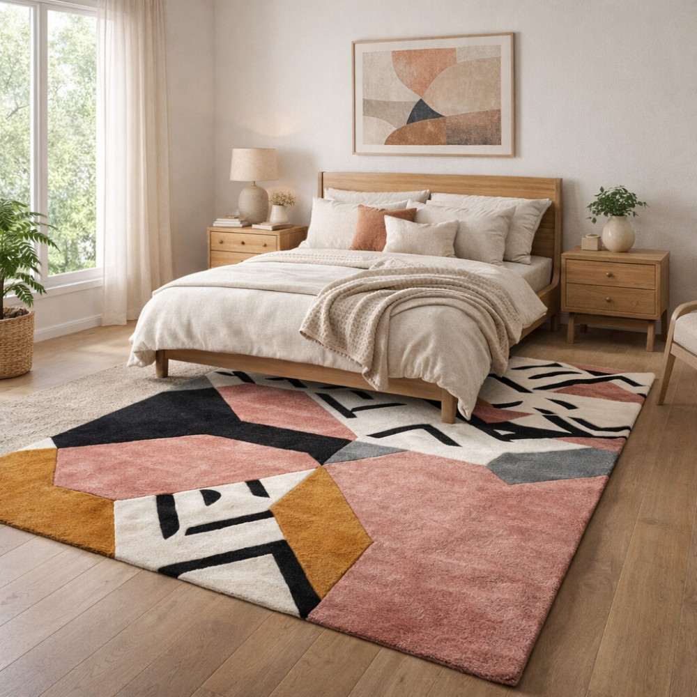 Image of Living room rug 10x10 | Abstract carpet | Tufted area rugs | 11x12, 11x13, 12x12, 12x18 | Wool carpets