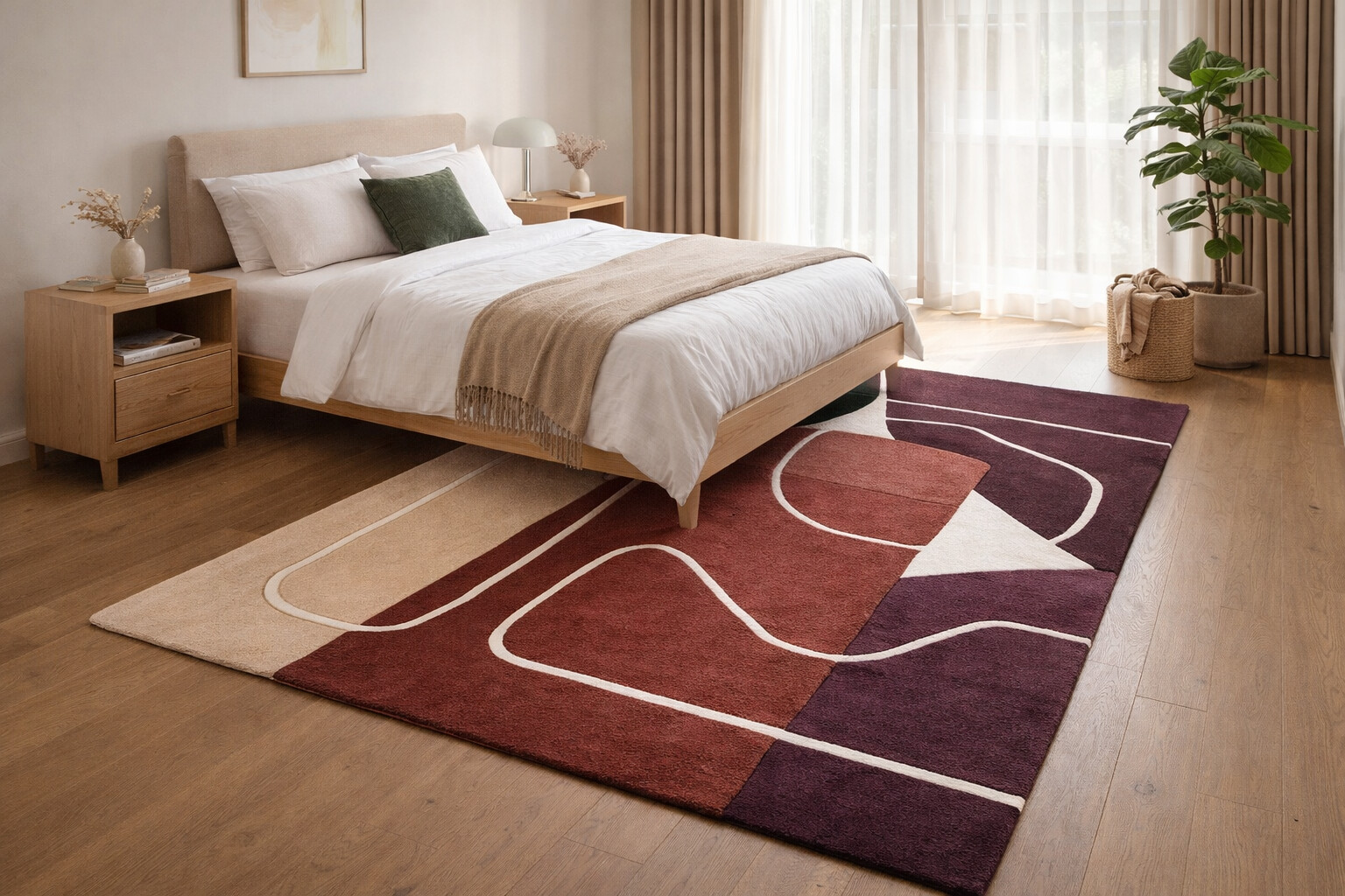 Stylish Earth Palette  Soft Lines Rug