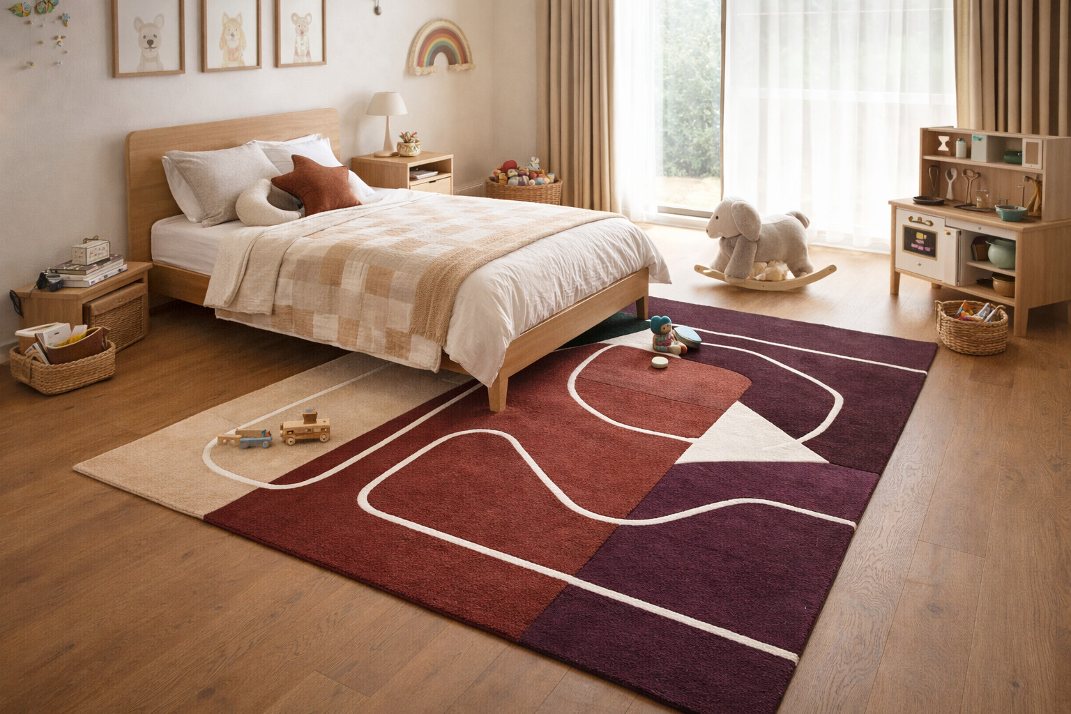 Stylish Earth Palette  Soft Lines Rug
